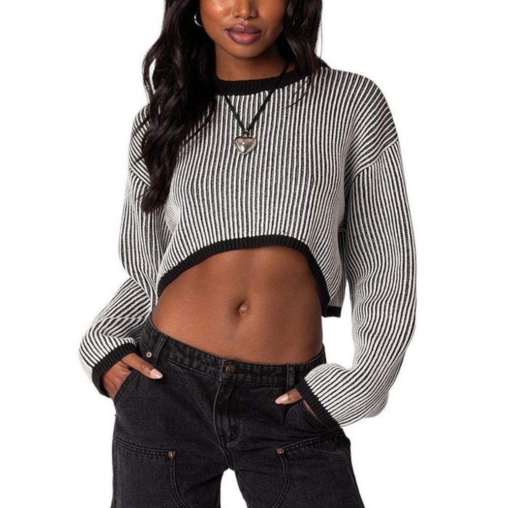 Edikted At PacSun Gwenyth Textured Cropped Sweater Size XS/S